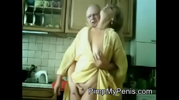 Big old couple having fun in cithen fine Movies