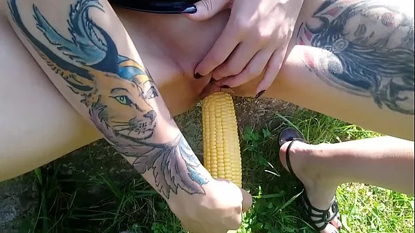Big Lucy Ravenblood fucking pussy with corn in public fine Movies