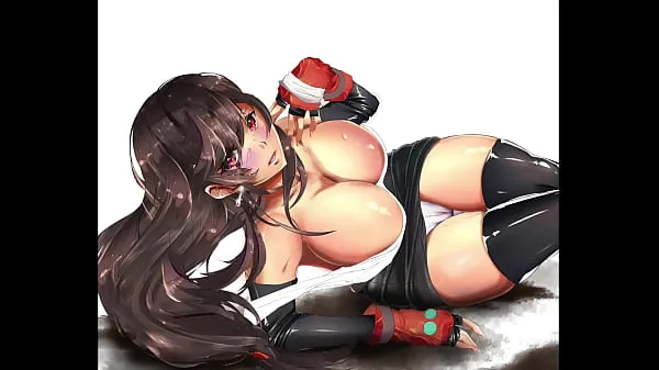 Filem besar Hentai] Tifa and her huge boobies in a lewd pose, showing her pussy halus