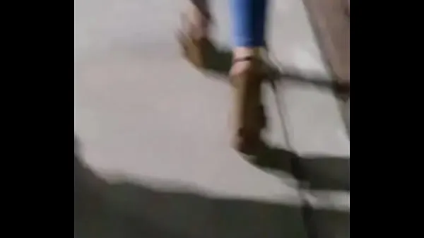 Store Hot girl in blue pants walking in slow motion (part 2 fine filmer