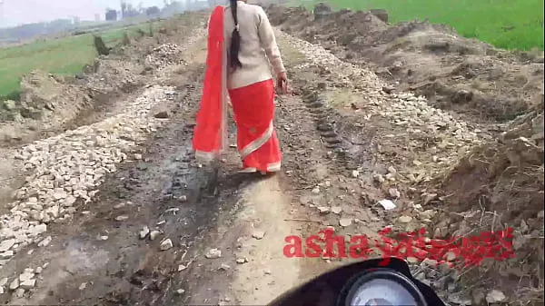 Big Desi village aunty was going alone, she was patted fine Movies