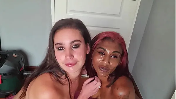 Big Mixed race LESBIANS covering up each others faces with SALIVA as well as sharing sloppy tongue kisses fine Movies