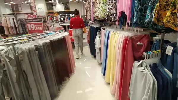 Store I chase an unknown woman in the clothing store and show her my cock in the fitting rooms fine filmer