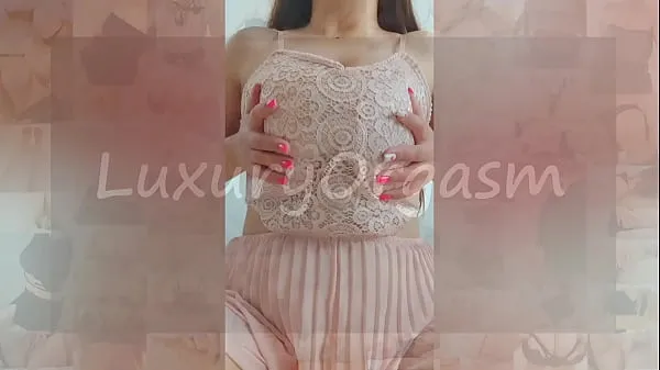 Nagy Pretty girl in pink dress and brown hair plays with her big tits - LuxuryOrgasm remek filmek