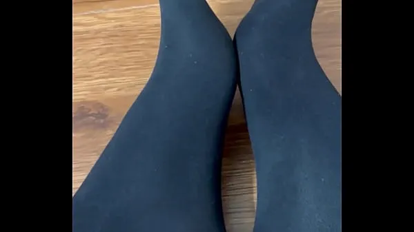 Big Flaunting and rubbing together my black nylon feet fine Movies